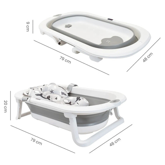 Bañera Tina Cambiador + Cojín y Termómetro Stand Priori Gris