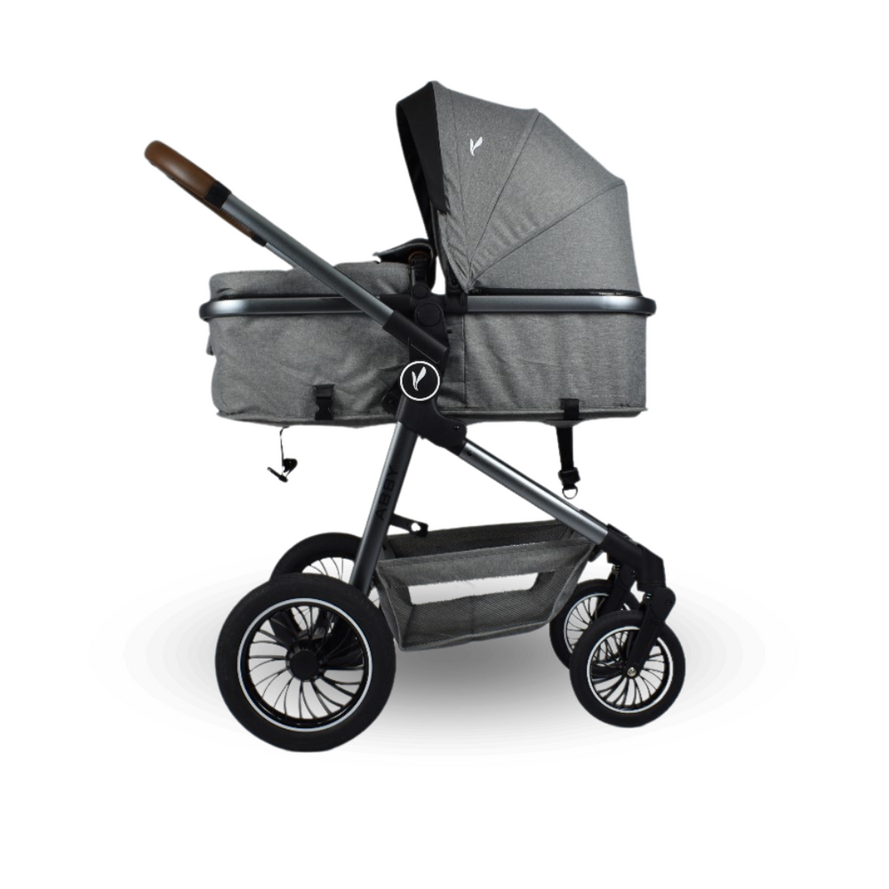 Combo Newborn Coche Moises Abby Premium Baby Gris + Cuna Colecho Cid