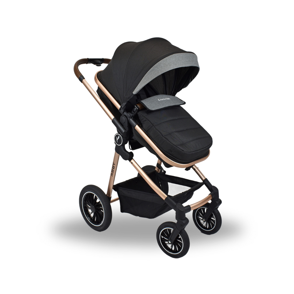 Combo Coche Moises Abby Negro + Cuna Colecho Eléctrica de Lujo Priori