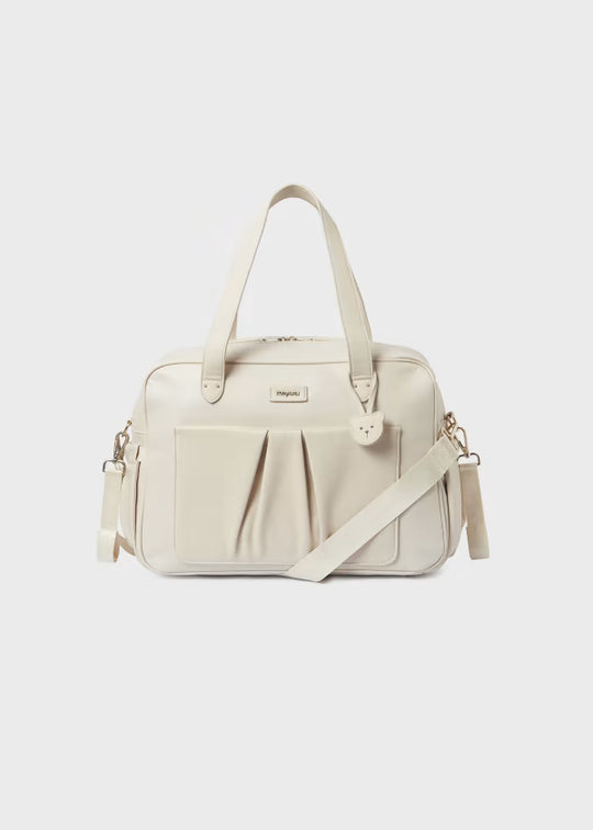 Combo Pañalera Bolso Pliegue + Neceser Oval Bebé Mayoral Crema