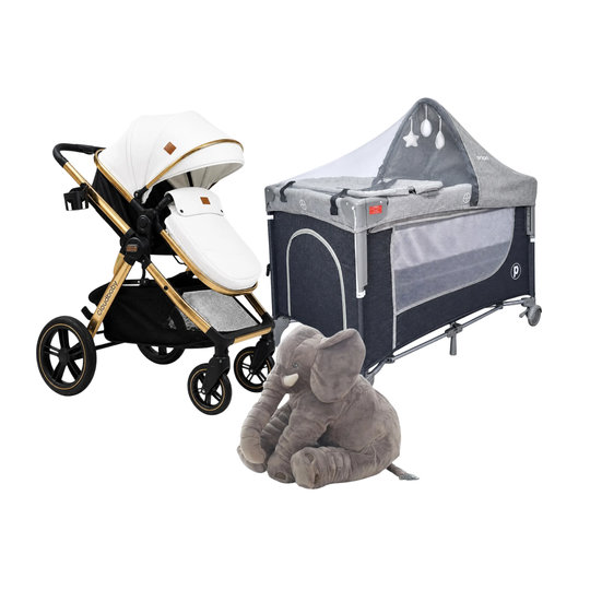 Combo Coche Moises Amy + Cuna Colecho y Corral Madison Plus + Elefante