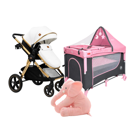 Combo Coche Moises Amy + Cuna Colecho y Corral Madison Plus + Elefante