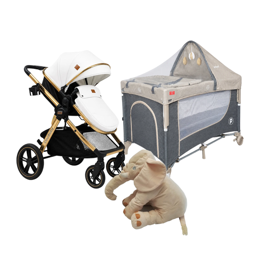 Combo Coche Moises Amy + Cuna Colecho y Corral Madison Plus + Elefante