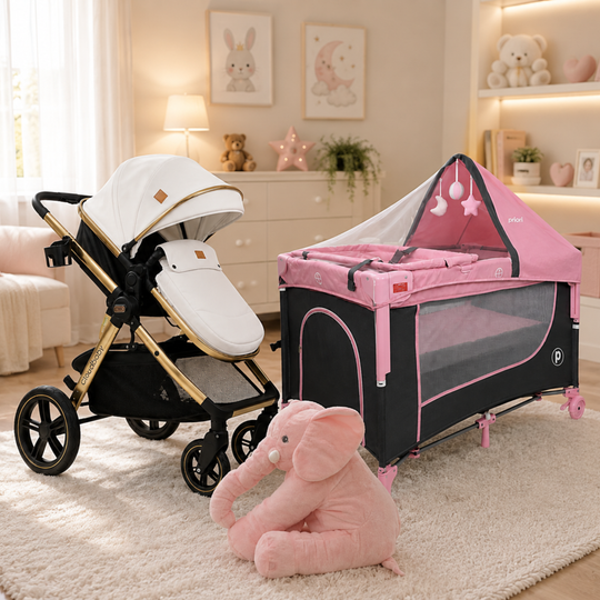 Combo Coche Moises Amy + Cuna Colecho y Corral Madison Plus + Elefante