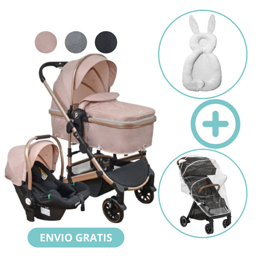 Combo Coche Moises Cris 3 En 1 Priori + Forro Lluvia Y Almohada Estabilizadora