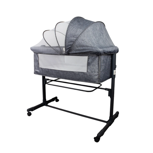 Combo Coche Moises Abby 3 en 1 Premium Baby Gris + Cuna Colecho Side By Side + Tina Lee Priori Gris