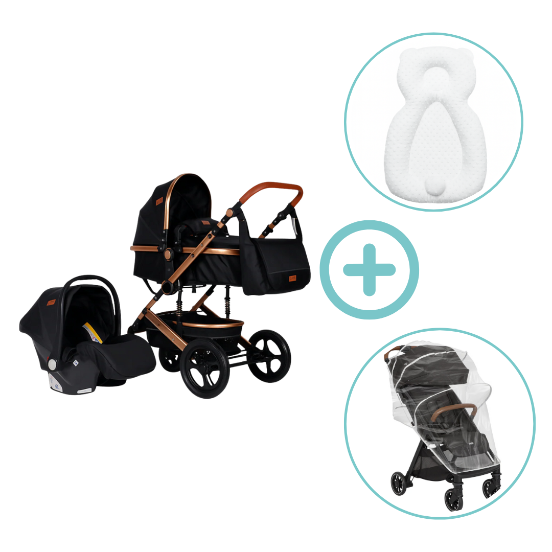 Combo Coche Moises Bunny 3 En 1 Maxibaby + Forro Lluvia Y Almohada Estabilizadora