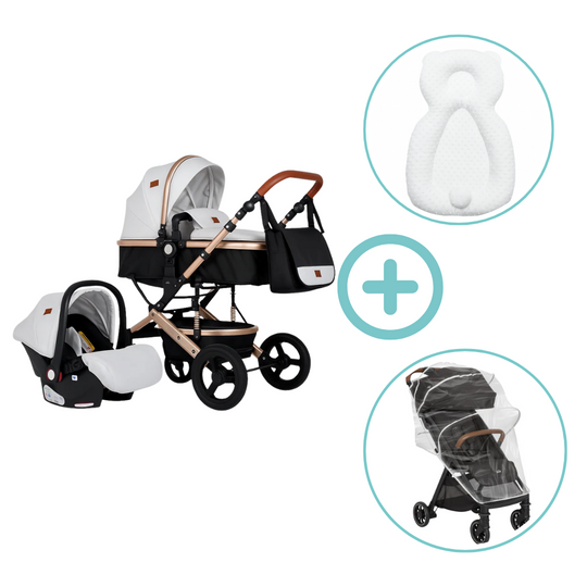 Combo Coche Moises Bunny 3 En 1 Maxibaby + Forro Lluvia Y Almohada Estabilizadora