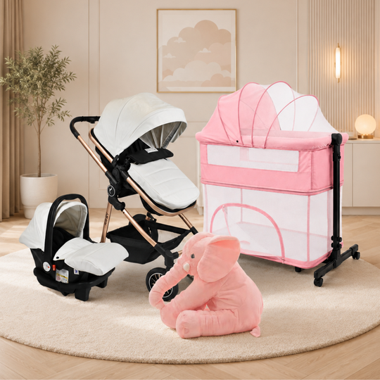 Combo Newborn Coche Moises 3 En 1 Abby Premium Baby + Cuna Colecho Cid + Complementos
