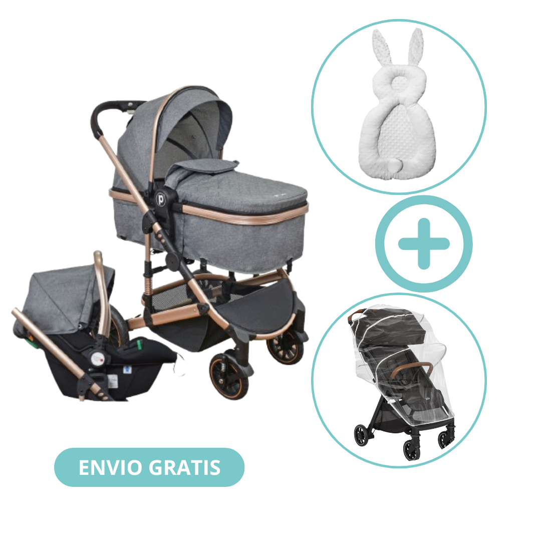 Combo Coche Moises Cris 3 En 1 Priori + Forro Lluvia Y Almohada Estabilizadora