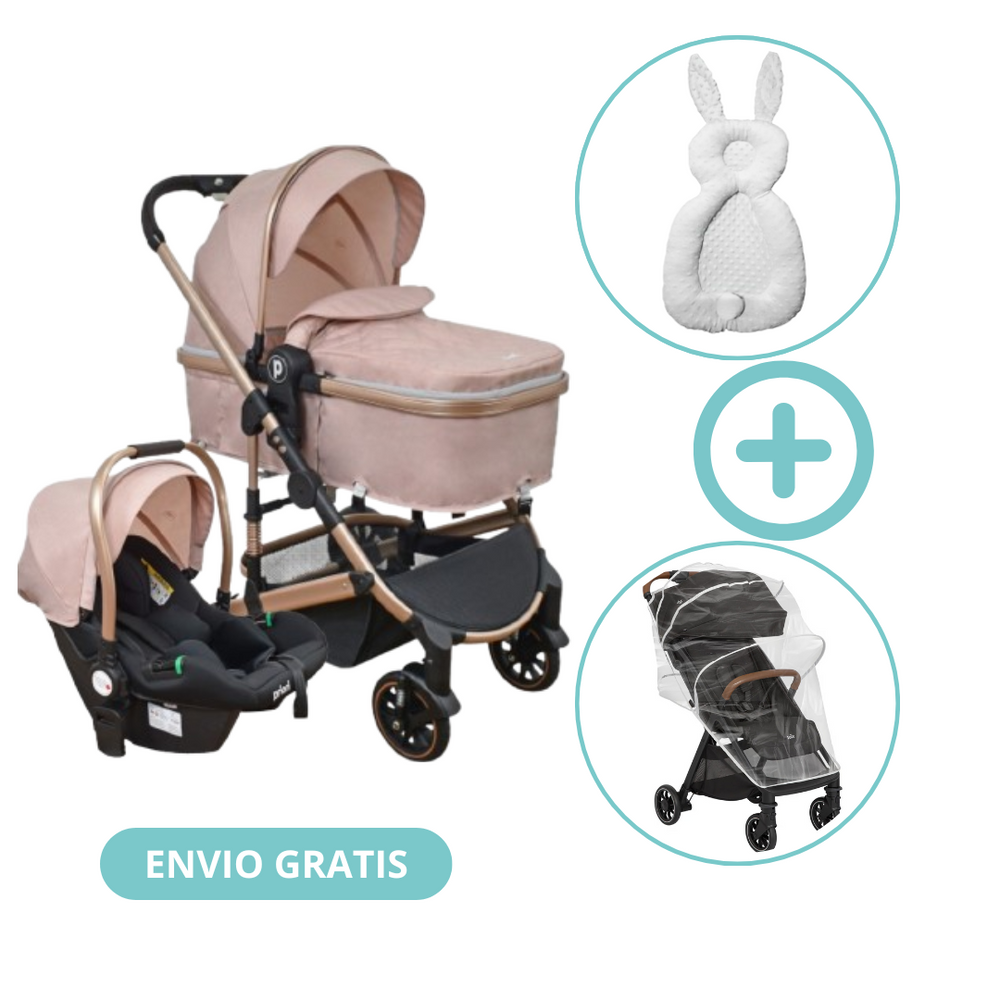 Combo Coche Moises Cris 3 En 1 Priori + Forro Lluvia Y Almohada Estabilizadora