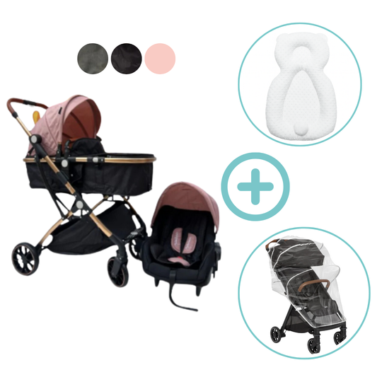 Combo Coche Moises Small 3 en 1 Maxibaby + Forro Lluvia Y Almohada Estabilizadora