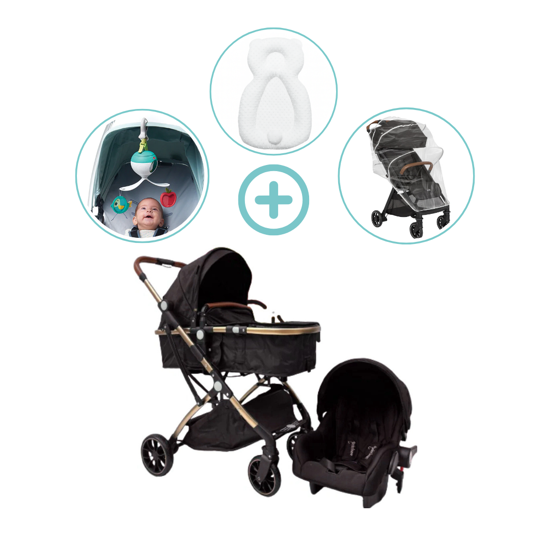 Combo Coche Moises Small 3 en 1 Maxibaby + Forro Lluvia + Almohada Estabilizadora + Movil