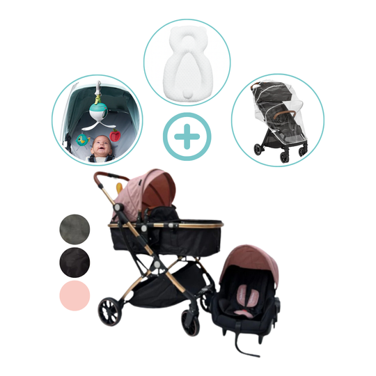 Combo Coche Moises Small 3 en 1 Maxibaby + Forro Lluvia + Almohada Estabilizadora + Movil