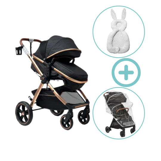 Combo Coche Para Bebé Moises Milano Maxibaby + Forro De Lluvia Y Almohada Estabilizadora