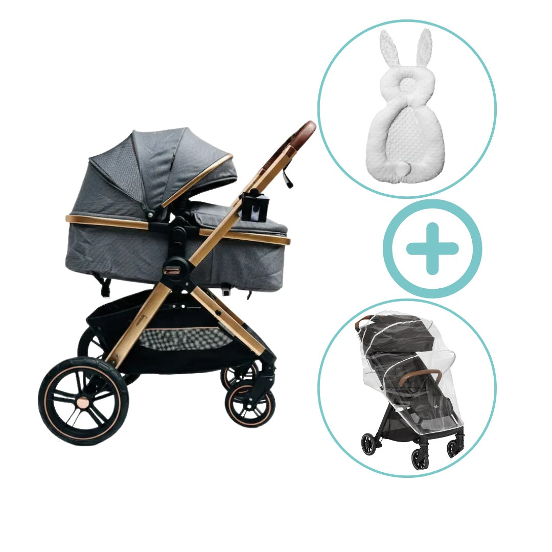 Combo Coche Para Bebé Moises Milano Maxibaby + Forro De Lluvia Y Almohada Estabilizadora