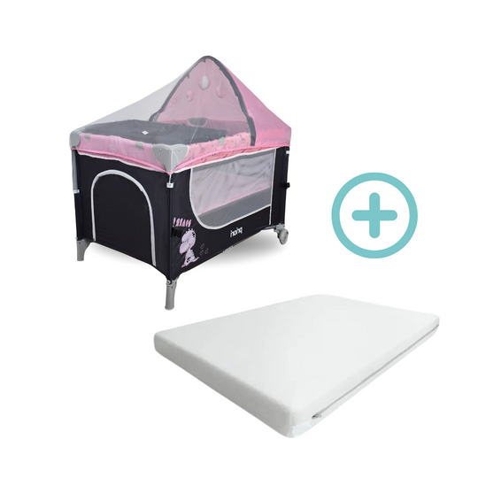 Cuna Corral Colecho Madison Priori Rosa + Colchón Ultra Suave