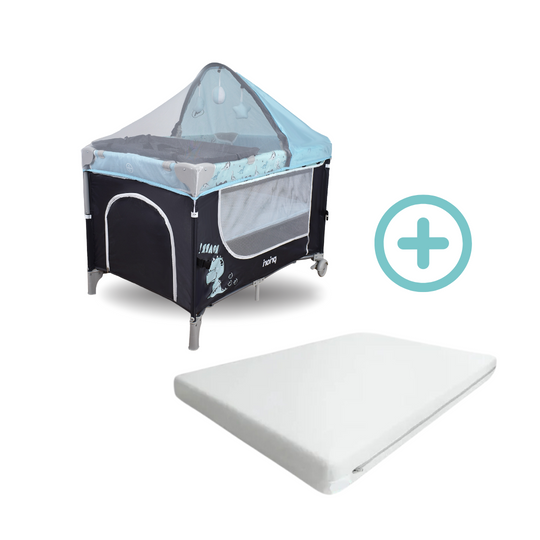 Cuna Corral Colecho Madison Priori Azul + Colchón Ultra Suave