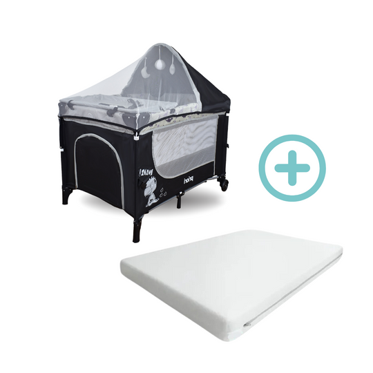 Cuna Corral Colecho Madison Priori Negro + Colchón Ultra Suave