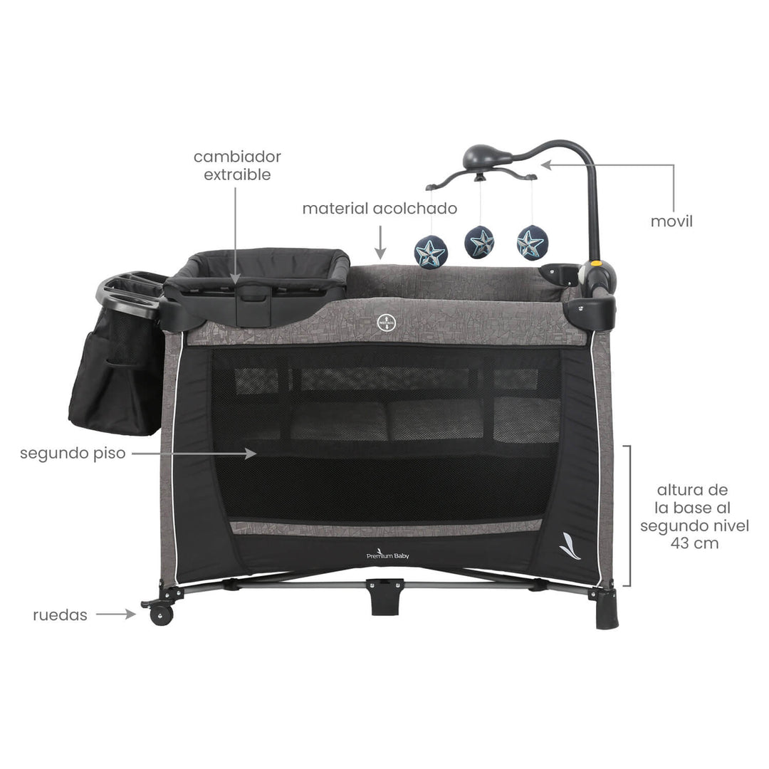 Cuna Corral Toronto Premium Baby Negro