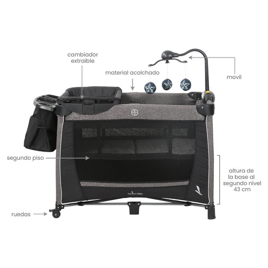 Cuna Corral Toronto Premium Baby Negro