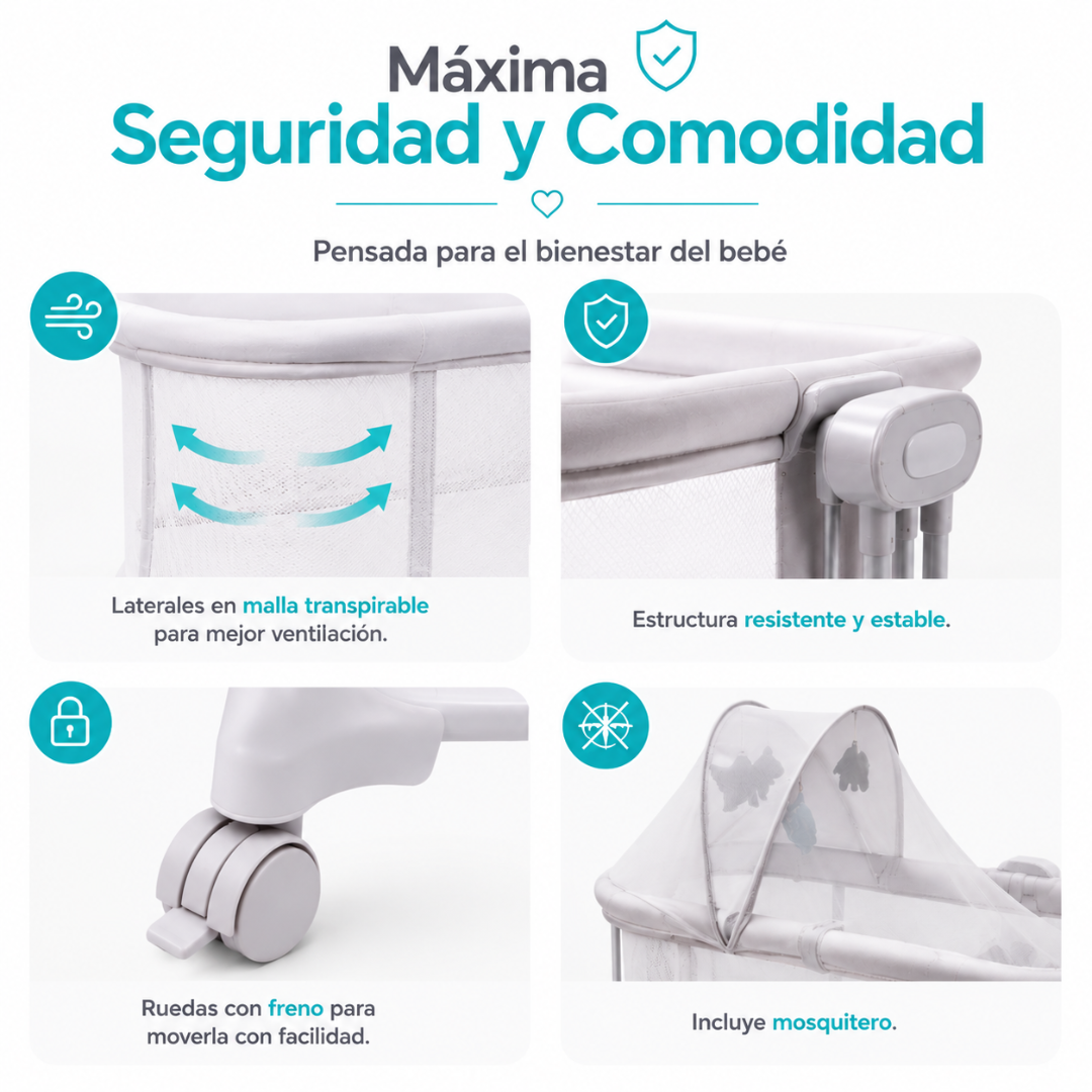 Combo Mastela Cuna Colecho y Corral Electrica + Silla Mecedora Electrica