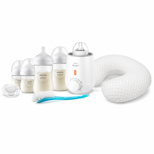 Combo Avent: Set de Inicio Recién Nacido x6 Avent + Calentador Eléctrico Avent + Almohada de lactancia