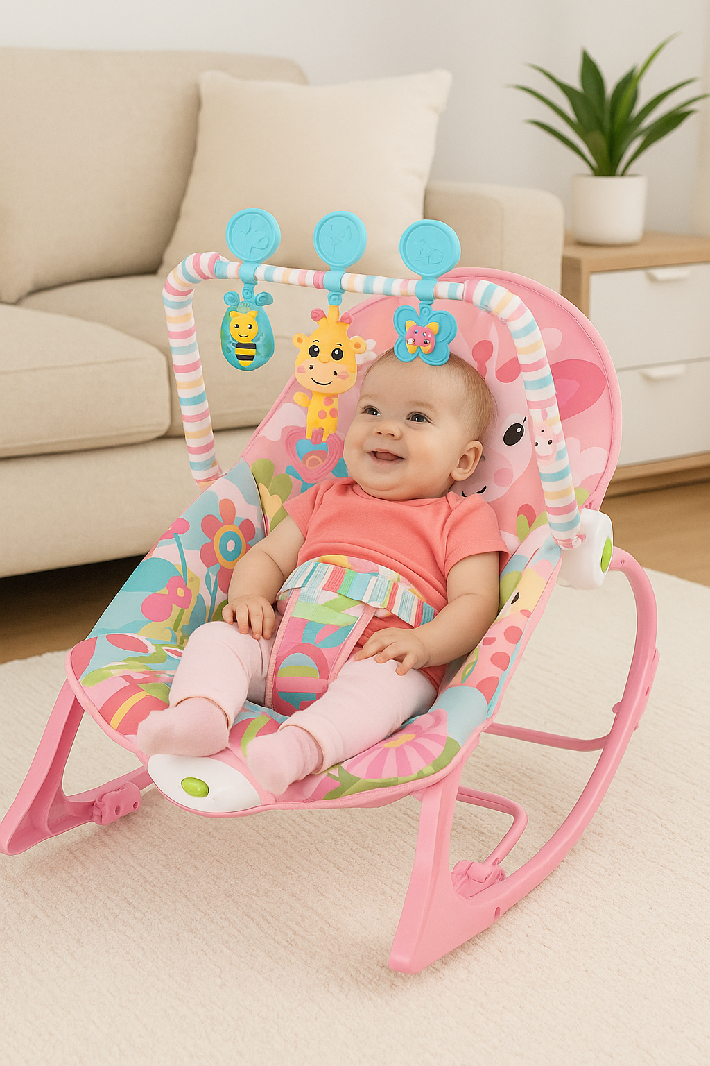 Silla Mecedora Rocker Jirafa Rosa Ibaby