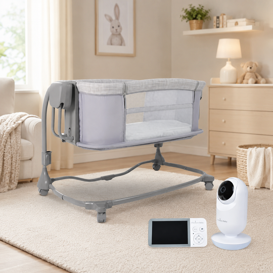 Cuna Colecho Eléctrica de Lujo Polo Priori + Monitor de Audio y Video Nova Pro Premium Baby