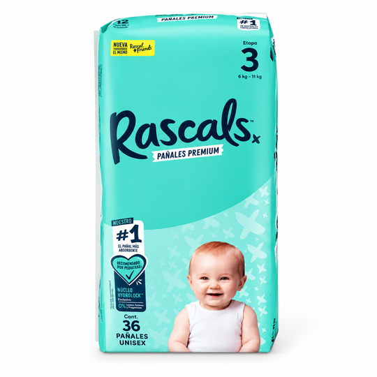 Set X 2 Pañales Rascals T3 X 36 Unds