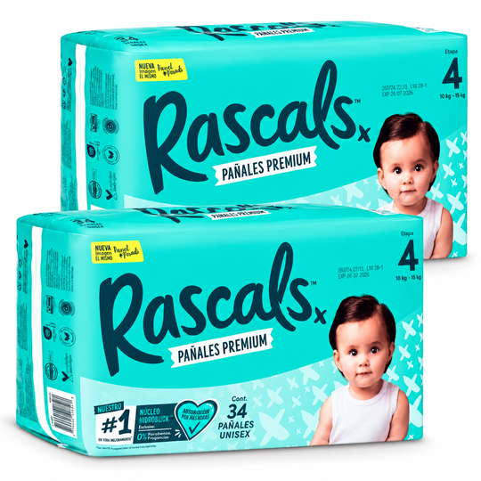 Set X 2 Pañales Rascals T4 X 34 Unds
