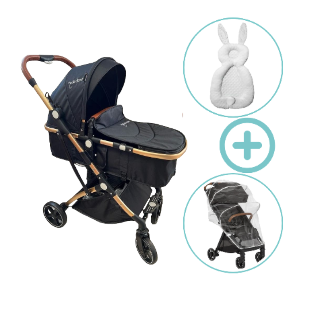 Combo Coche Moises Small Maxibaby + Forro Lluvia Y Almohada Estabilizadora