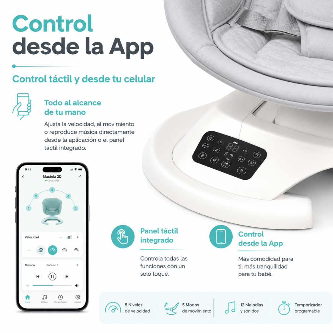 Combo Mastela Cuna Colecho y Corral Electrica + Silla Mecedora Electrica