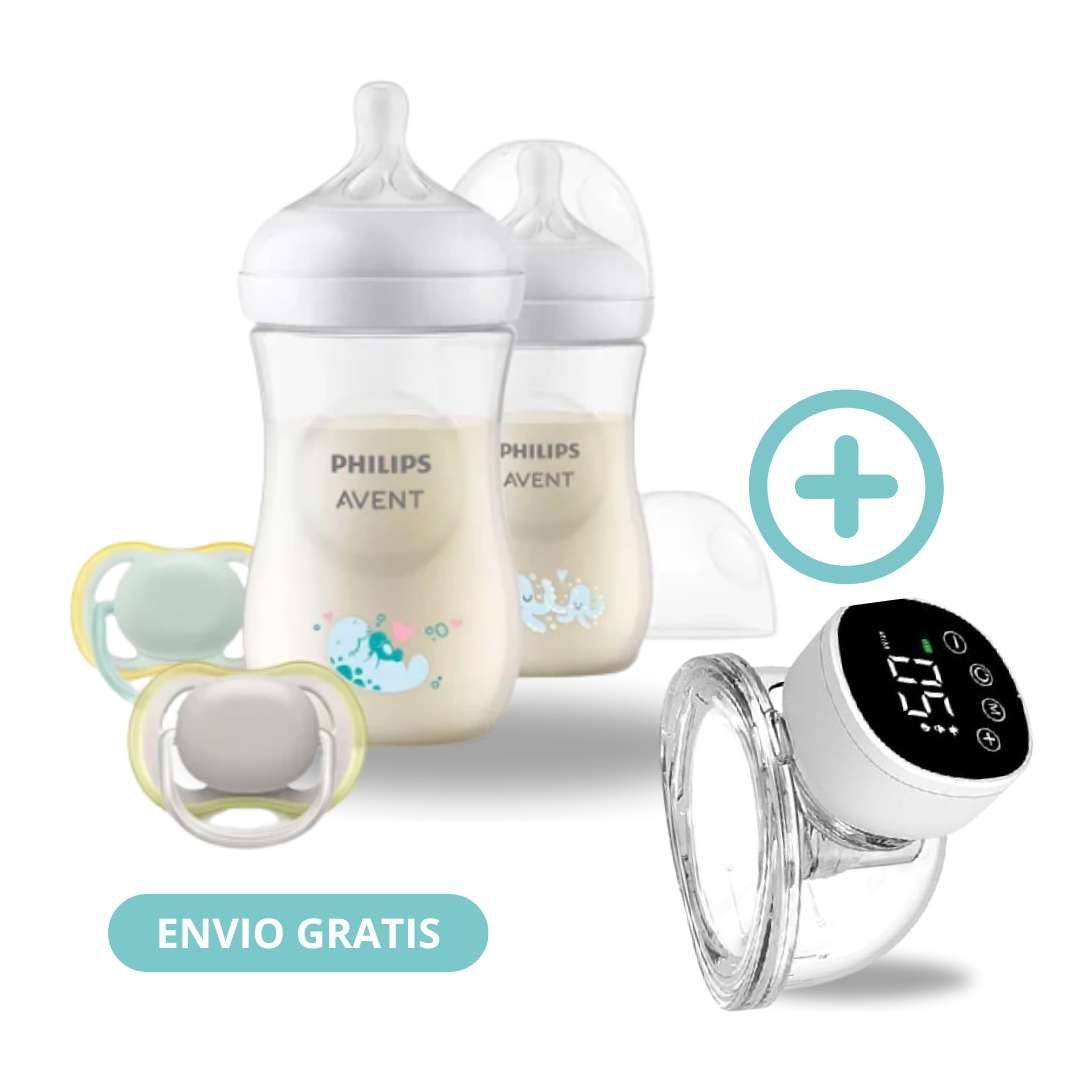 Combo Set de Regalo Decorado x 4 Natural Avent + Extractor Portátil Eléctrico Breast Pump