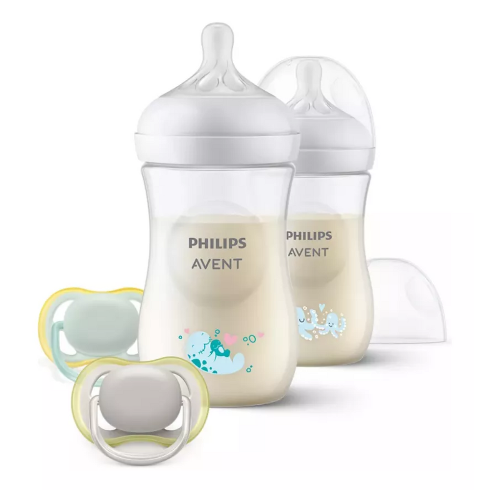 Combo Set de Regalo Decorado x 4 Natural Avent + Extractor Portátil Eléctrico Breast Pump