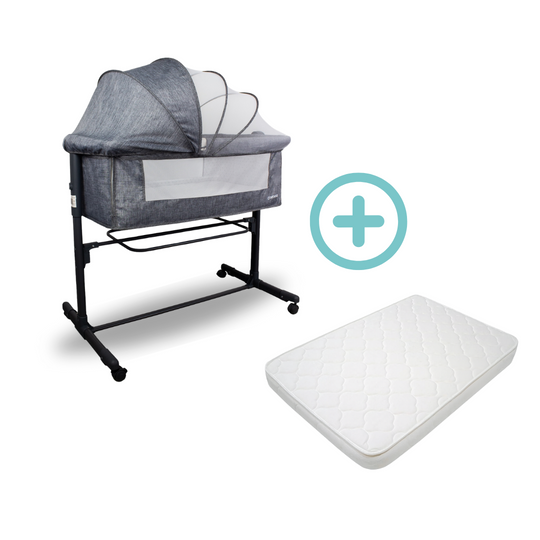 Cuna Colecho Side By Side Bebesit Gris-Negro + Colchoneta Ultra Suave