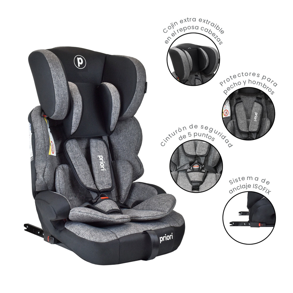 Silla de Carro Bebe Priori Thunder Con Isofix Gris Oscuro