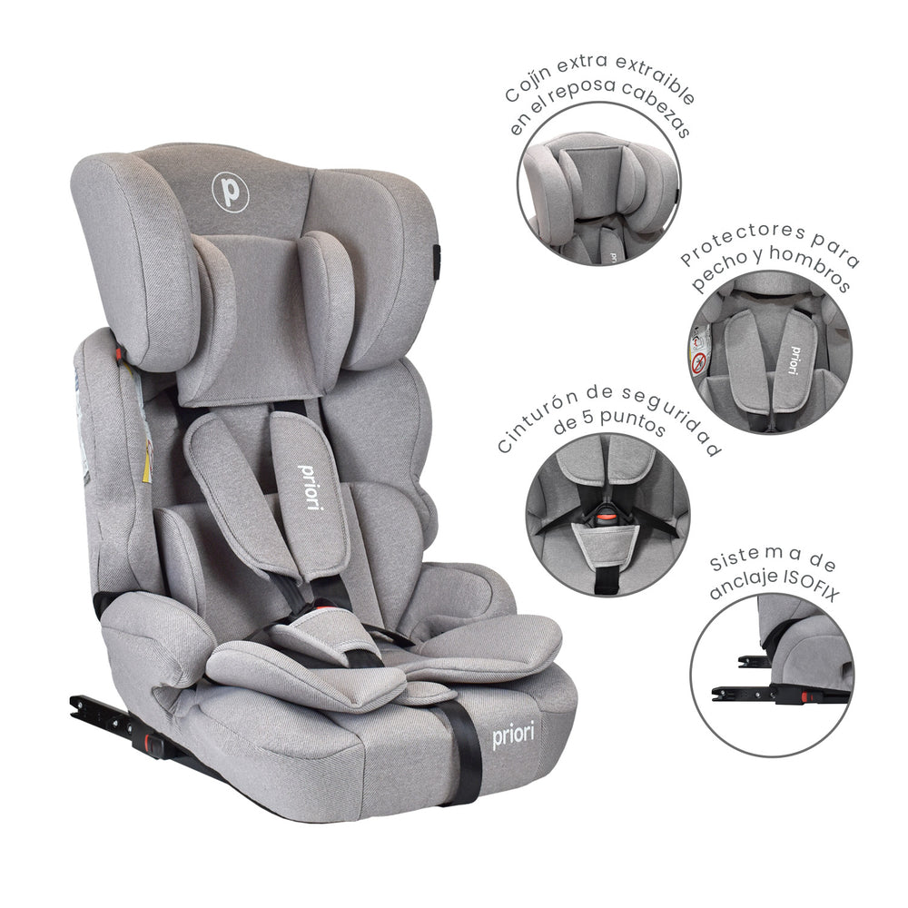 Silla de Carro Bebe Priori Thunder Con Isofix Plata