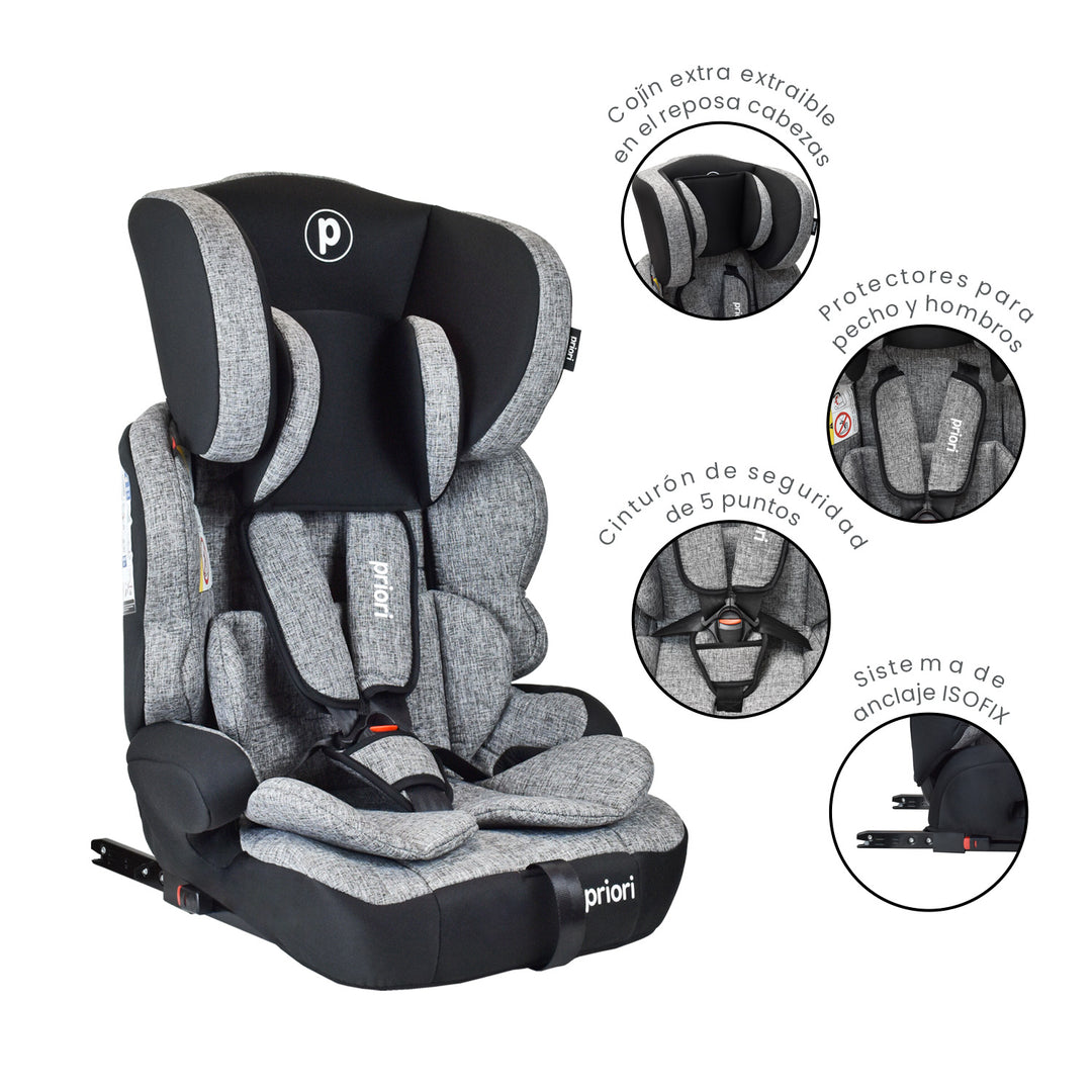 Silla de Carro Bebe Priori Thunder Con Isofix Gris