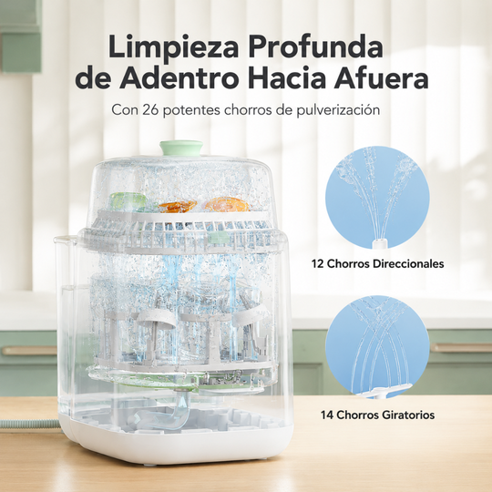KleanPal Pro Esterilizador y Lavadora de Biberones Para Bebés Momcozy