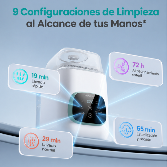 KleanPal Pro Esterilizador y Lavadora de Biberones Para Bebés Momcozy