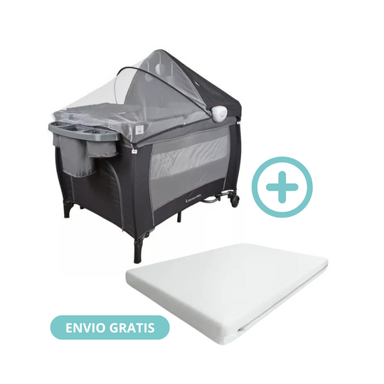 Corral Nápoles 2.0 Premium Baby Gris + Colchón Ortopédico