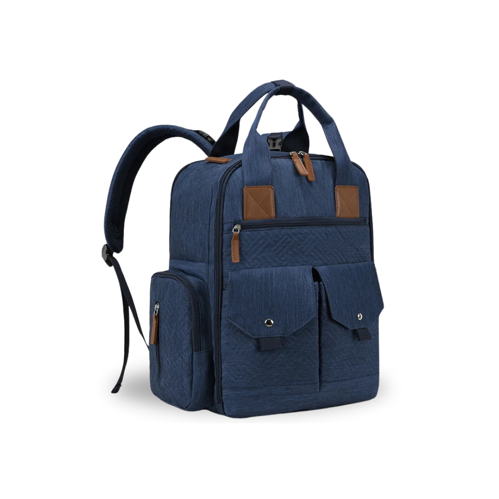 Pañalera Tipo Morral Multifuncional + Accesorios Crossed Azul Oscuro