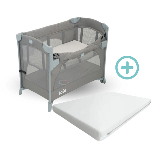 Corral Cuna Colecho Kubbie Baby Joie Gris + Colchoneta Ultrasuave