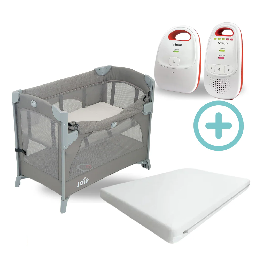 Corral Cuna Colecho Kubbie Baby Joie + Colchoneta + Monitor Dect Básico Vtech