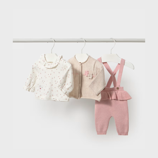 Conjunto 3 piezas recién nacida rosa baby vigoré Mayoral