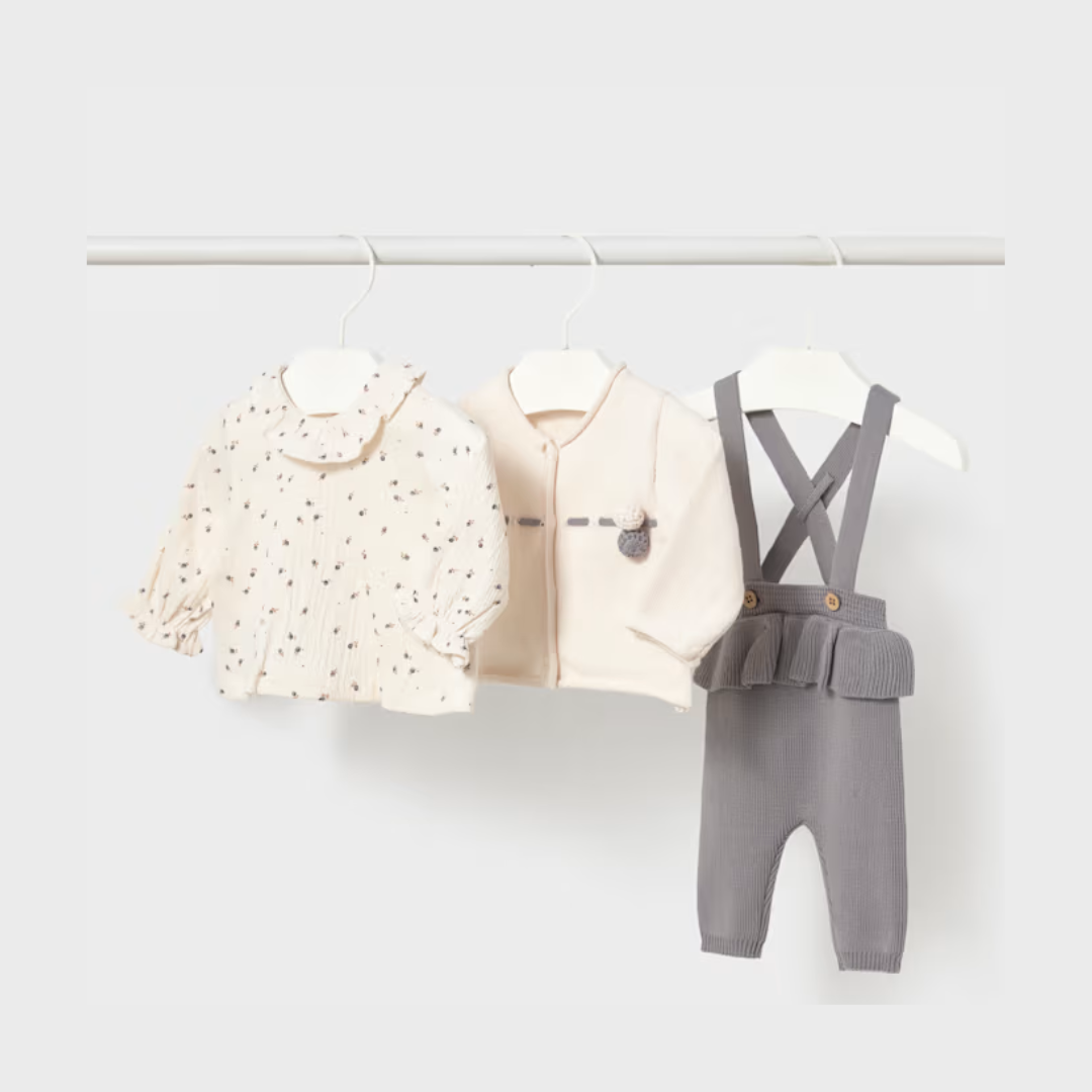 Conjunto 3 Piezas Recién Nacida Ceniza Mayoral
