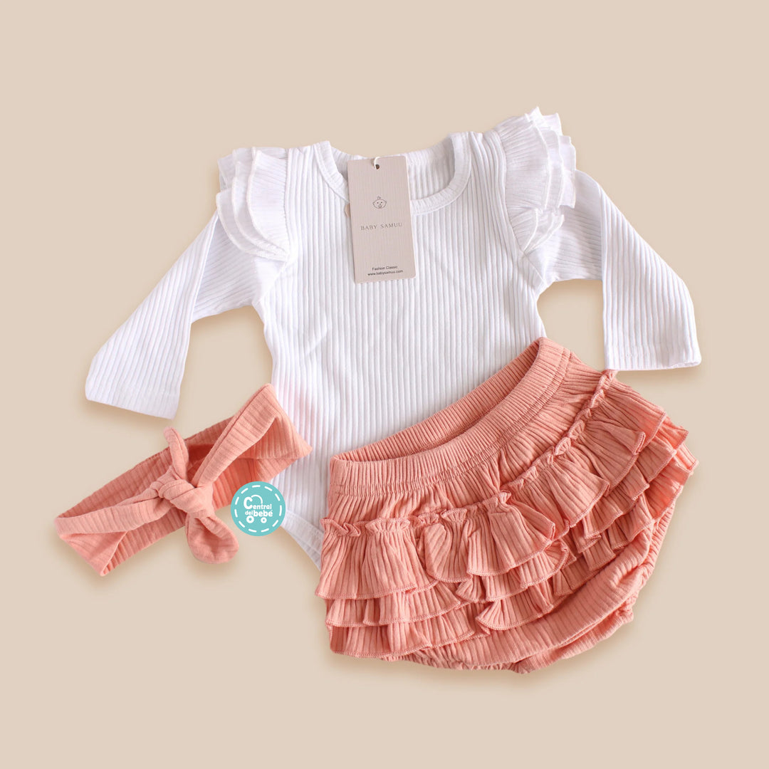 Set Mameluco, Short y Diadema Alice babysamuu