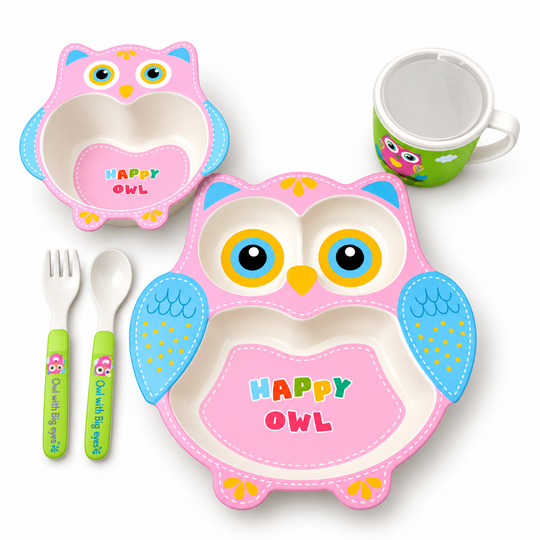 Set De Vajilla En Fibra De Bambu X4 Piezas Búho