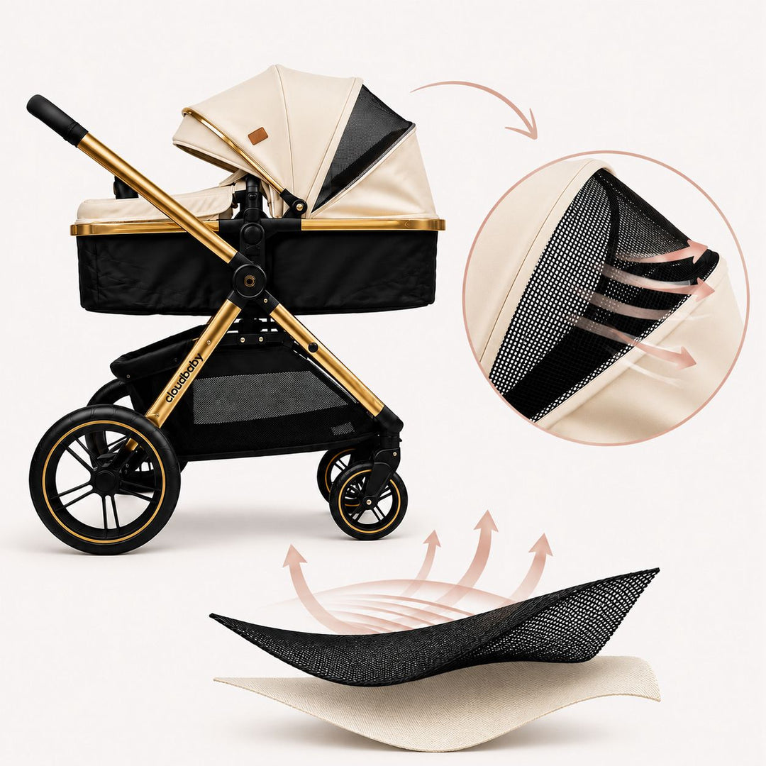 Coche Moises Para Bebé de Lujo Amy Cloudbaby Blanco